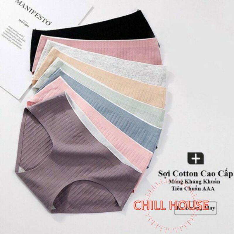 MẪU MỚI-Quần lót cotton gân tăm VÂN CHÌM không đường may kháng khuẩn - CHILLHOUSE