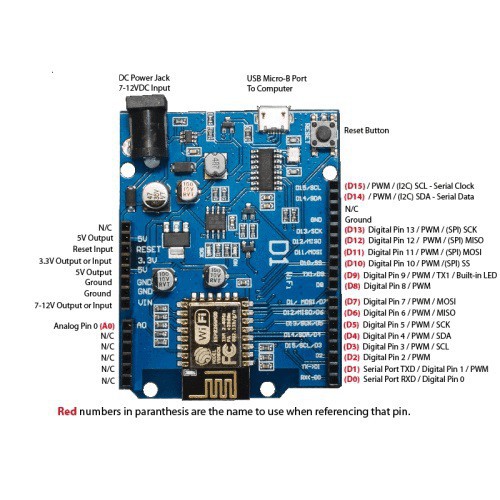 Kit Phát Triển Arduino Tích Hợp Wifi ESP8266 NodeMCU Lua WeMos D1