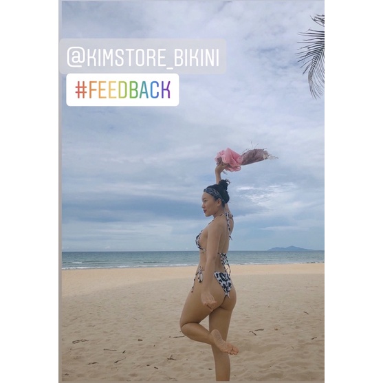 Bikini basic 2 mảnh hoạ tiết bò sữa kèm ảnh thật và feedback