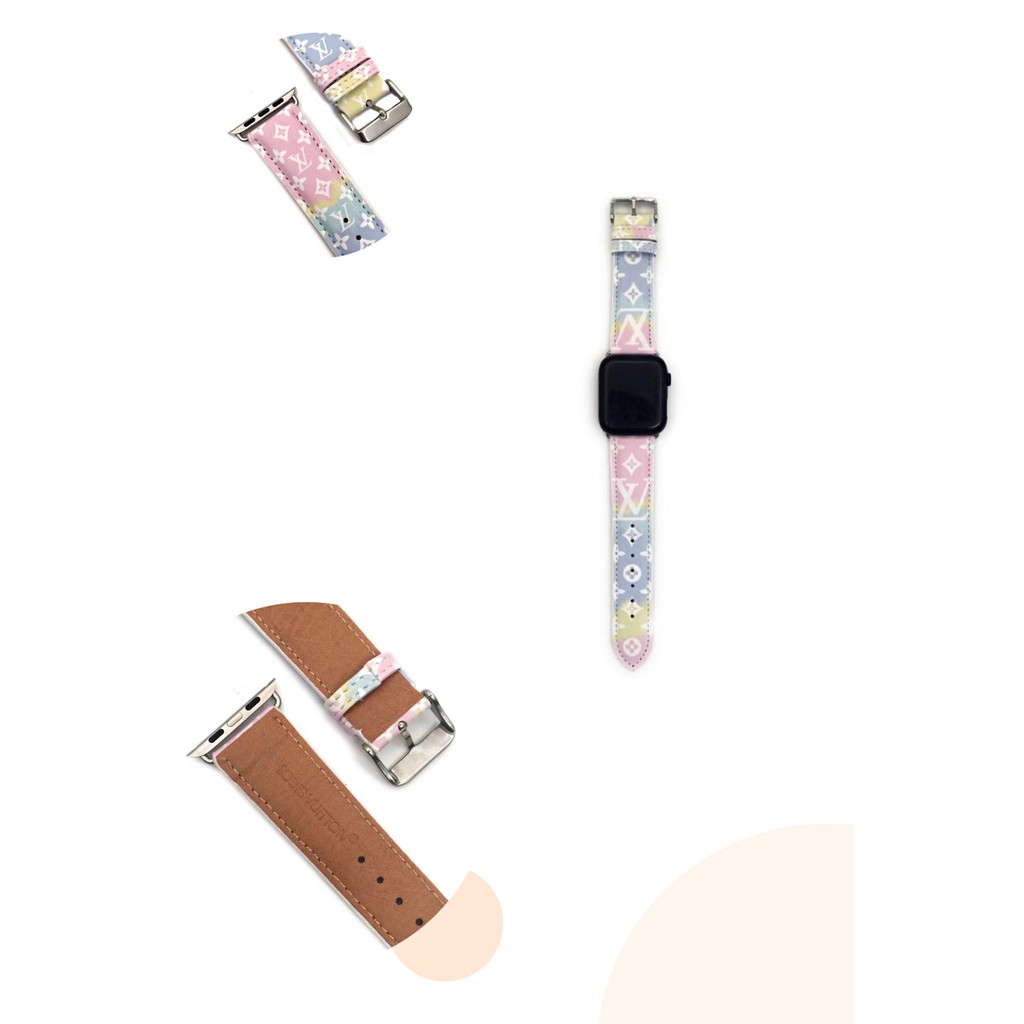 Dây Da Họa Tiết Lv Sang Trọng Cho Đồng Hồ Thông Minh Apple Watch Series 6 5 4 3 2 1 Kích Thước 44mm 42mm 38mm 40mm