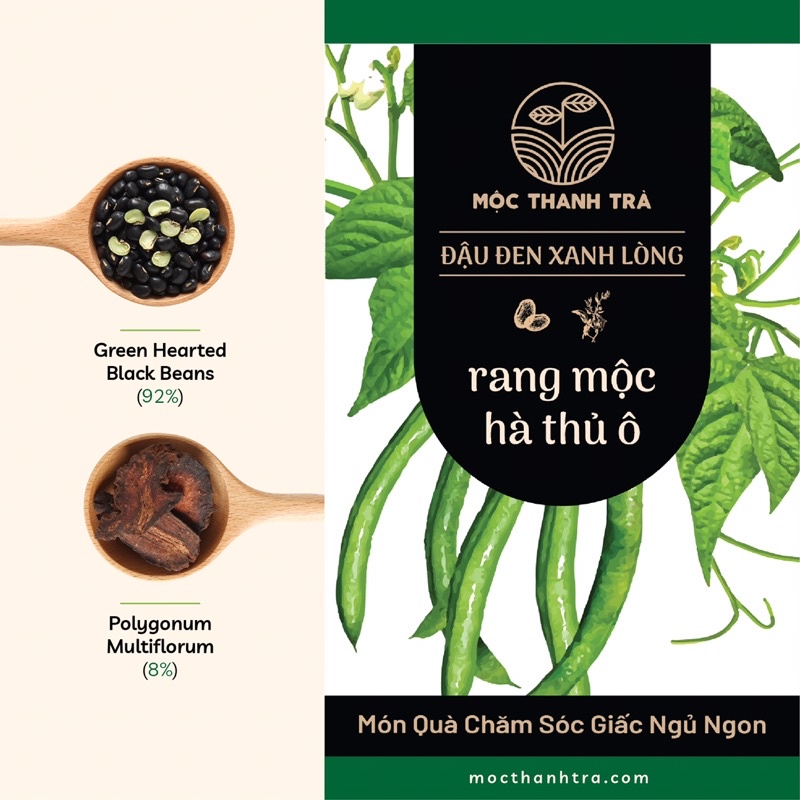 Đậu đen xanh lòng rang mộc - Hà thủ ô túi 1kg (hạt rời) Mộc Thanh Trà, thanh lọc cơ thể, chăm sóc giấc ngủ ngon