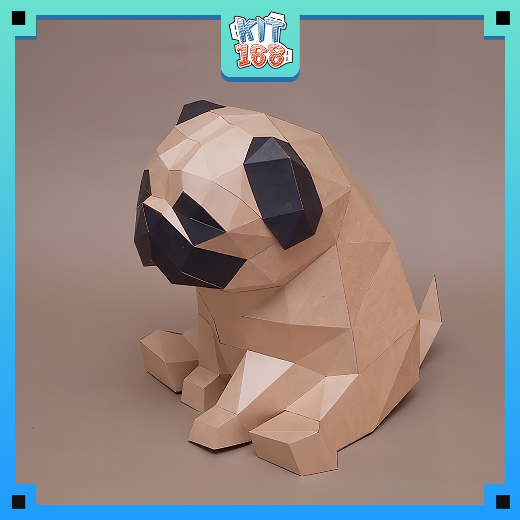 Mô hình giấy Động vật Chó Pug ngồi