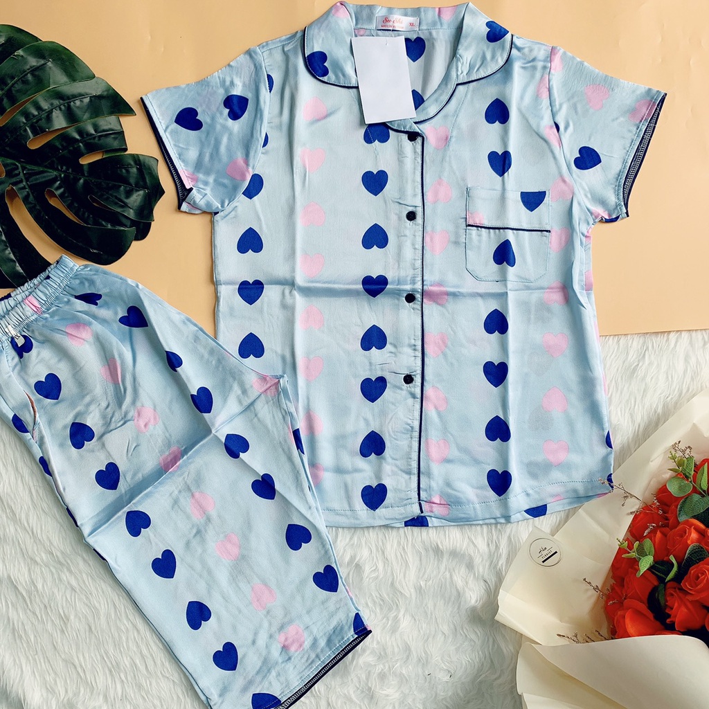 Đồ Bộ Lụa Pijama ✅ Sét Đồ Bộ Lụa Satin ✅ Bộ Lụa Lửng Hoạ Tiết Siêu Xinh | BigBuy360 - bigbuy360.vn