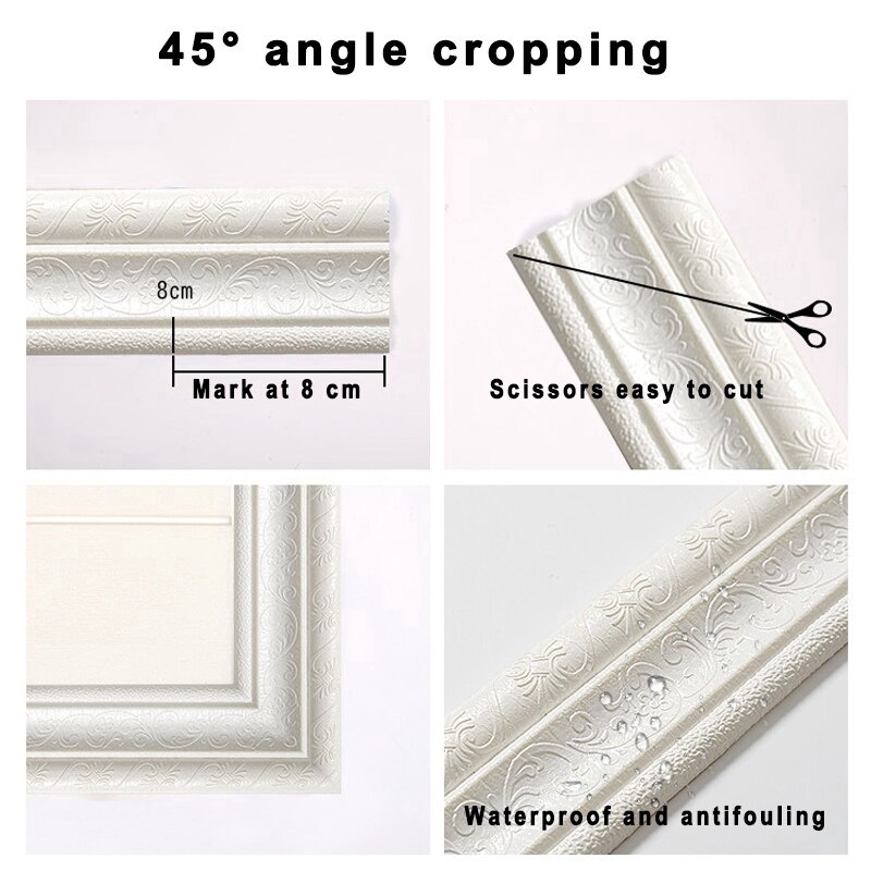 Giấy Dán Tường Viền Khung Chống Nước 3D Tự Dính Trang Trí Nhà Cửa