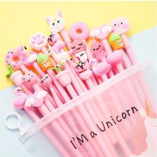 20Pcs/Set Gel Pen Cartoon Pen Stationery School Supplies Gel Ink Pen Kids Gifts Free Pencil Case