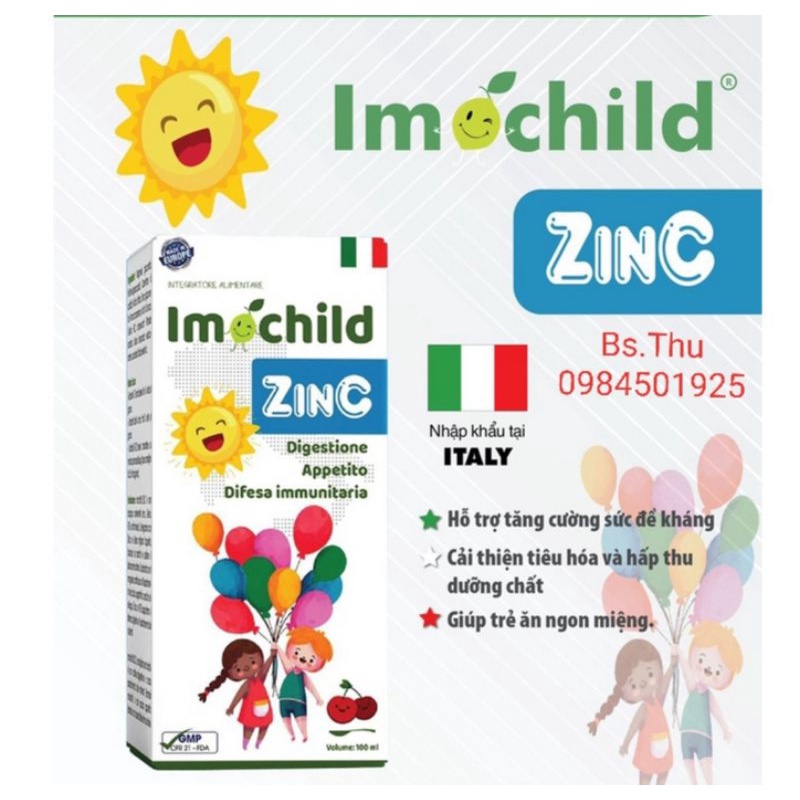 IMOCHILD ZINC kẽm nước 100ml hỗ trợ tăng đề kháng, ăn ngon miệng ở trẻ