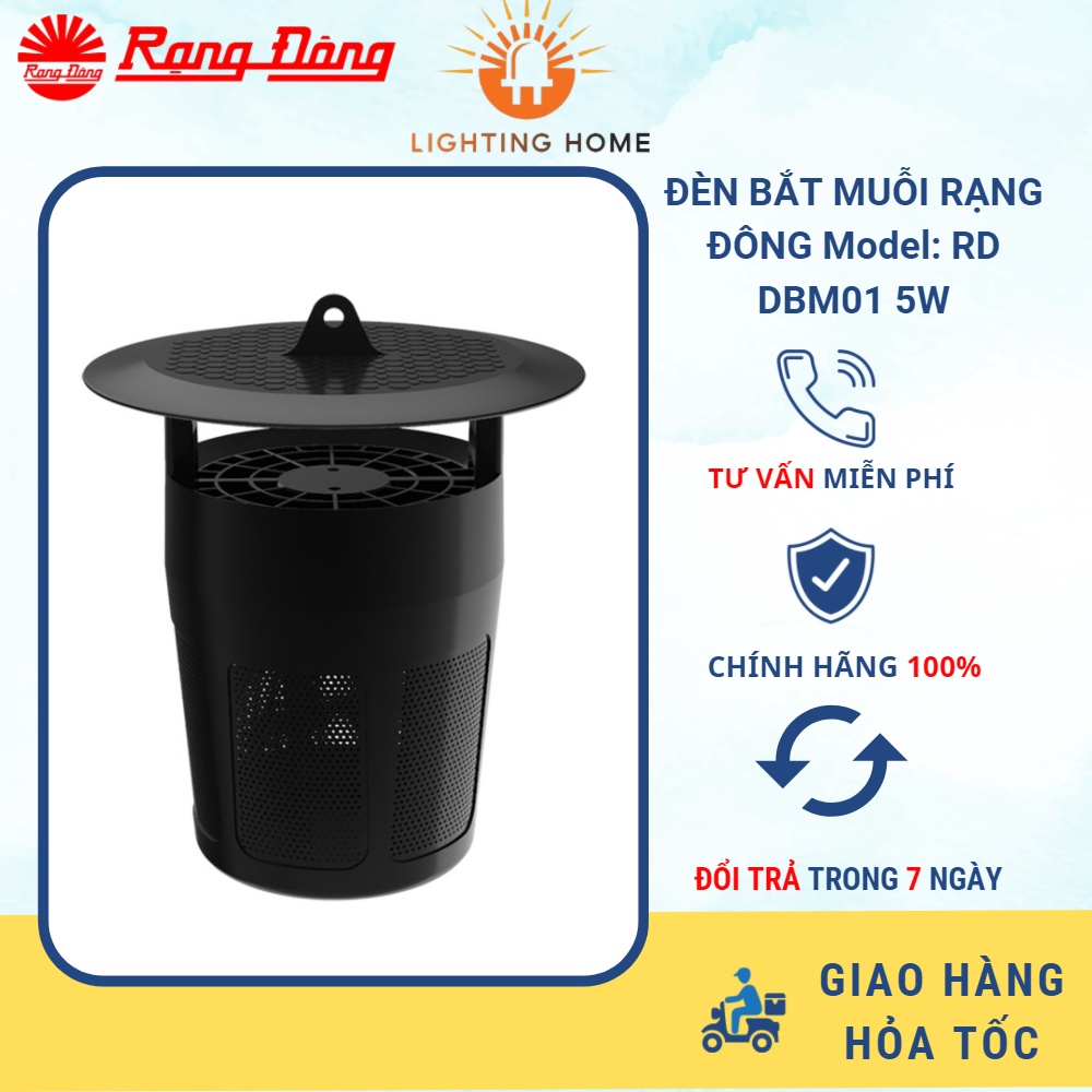 Đèn Bắt Muỗi Thông Minh Đèn Bắt Muỗi Chính Hãng Rạng Đông RD DBM01 5W không gây tiếng nổ, không tạo mùi khét.