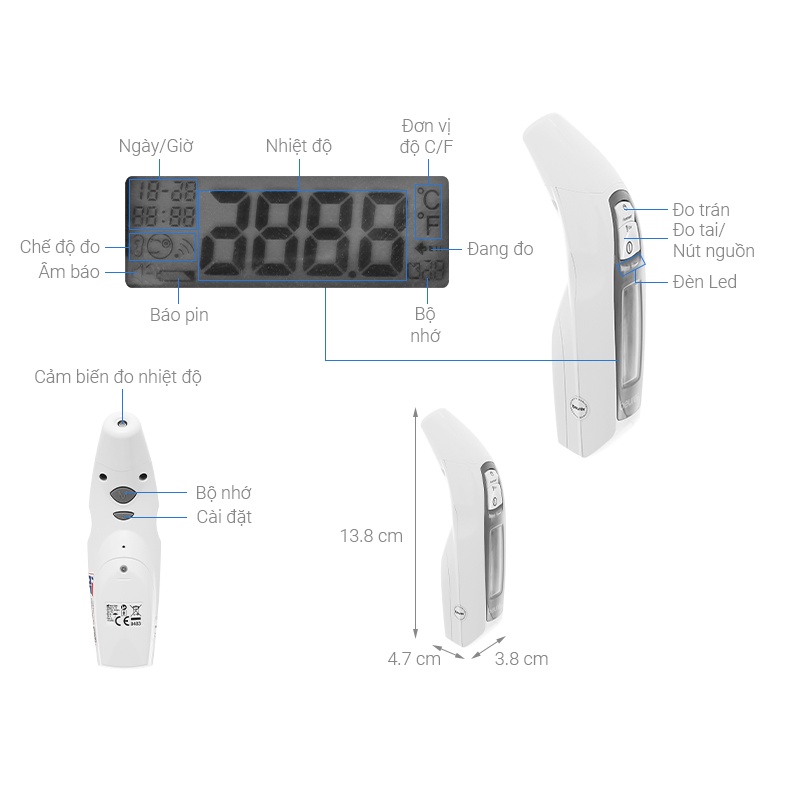 Nhiệt kế hồng ngoại BEURER FT65 |  Đo nhanh , chính xác trong 1 giây - Tích hợp 6 tính năng trong 1 - Bảo hành 24 Tháng