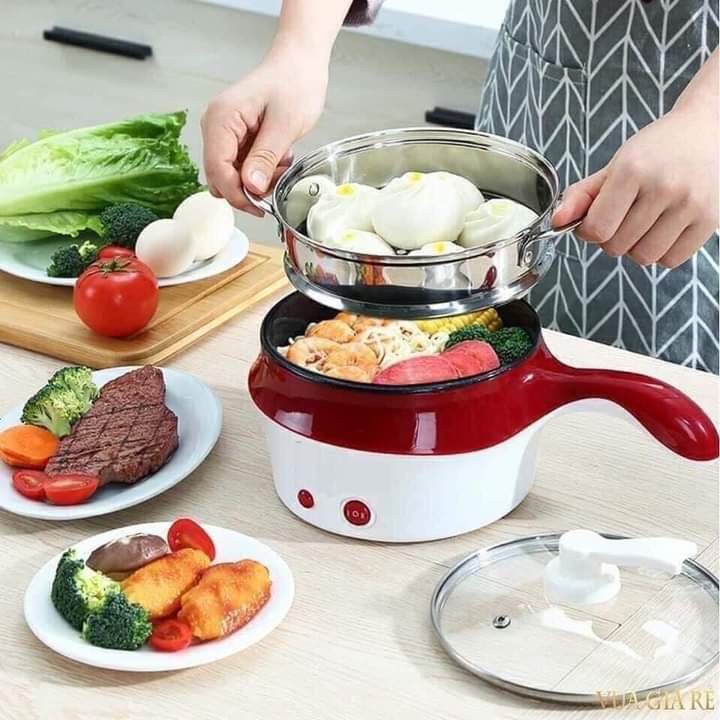 Nồi lẩu mini đa năng kèm giá hấp inox_chiên_xào_nấu ( Loại sezi.18cm )