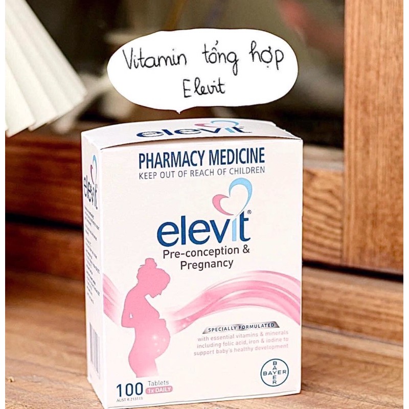 (Bill+Video mua tại Úc )Elevit bầu, Vitamin Elevit 100 viên Chuẩn Úc cho Mẹ bầu