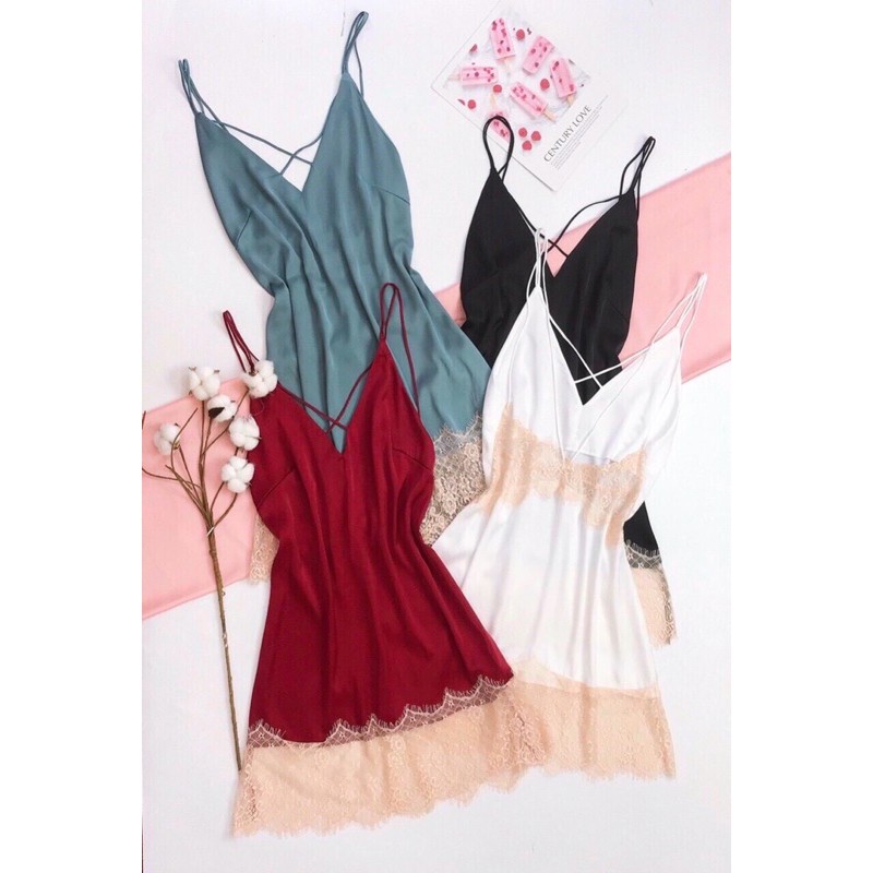 Váy Ngủ Sexy Phối Ren Cao Cấp - Đầm Ngủ Lụa Satin Quảng Châu | BigBuy360 - bigbuy360.vn