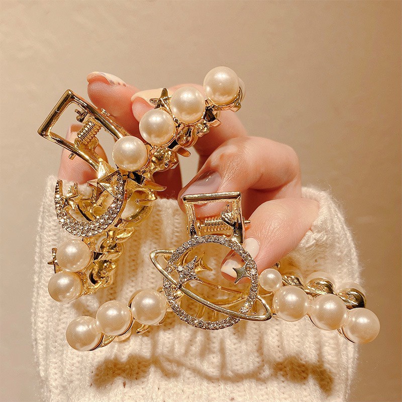 KẸP TÓC GẤP TÓC TRĂNG VÀ SAO - CÁ ĐÍNH ĐÁ NGỌC TRAI  NHÂN TẠO SIÊU ĐỘC LẠ