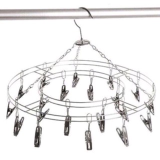 Móc chùm inox 20 kẹp (móc tròn)