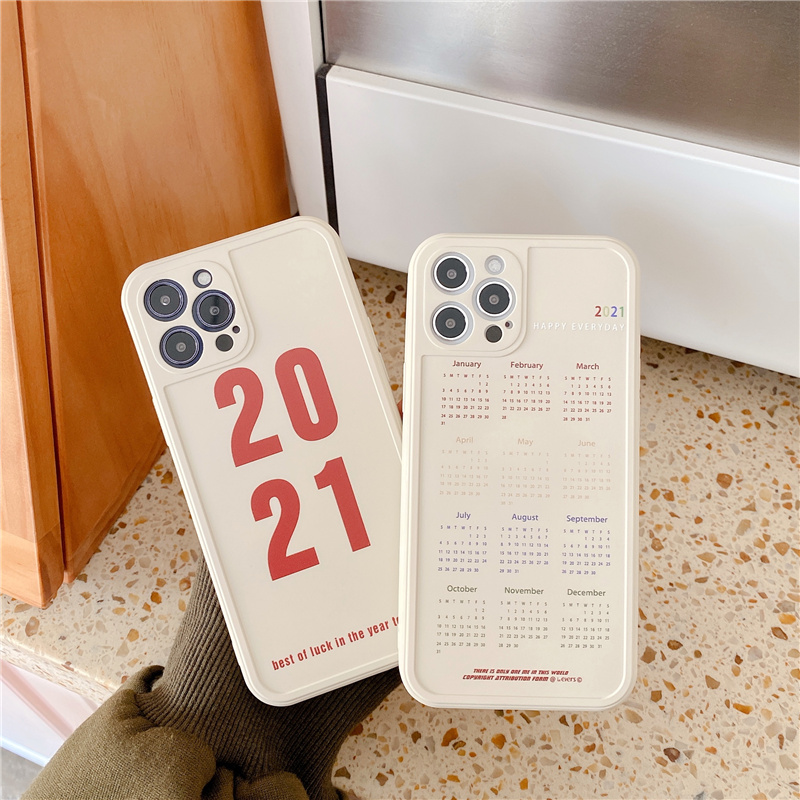 Ốp lưng silicon mềm thiết kế lịch 2021 độc đáo cho iPhone 12 11 Pro Max X Xs Max Xr 8 7 Plus 12 Mini | BigBuy360 - bigbuy360.vn