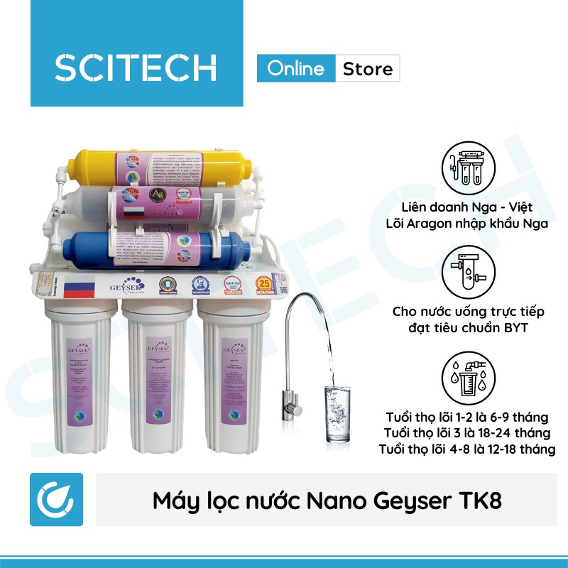 Máy lọc nước Nano Geyser TK (Không dùng điện - Không nước thải - 4 đến 9 cấp lọc)