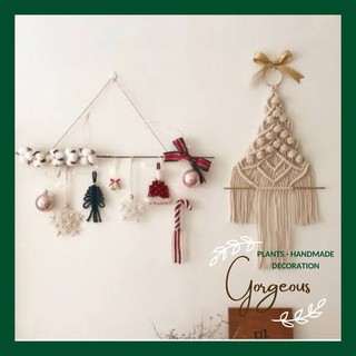 [ẢNH THẬT] Cây thông noel🌲2 bông hoa tuyết❄️kèm quả châu - Macrame treo tường trang trí giáng sinh xinh xắn decor phòng