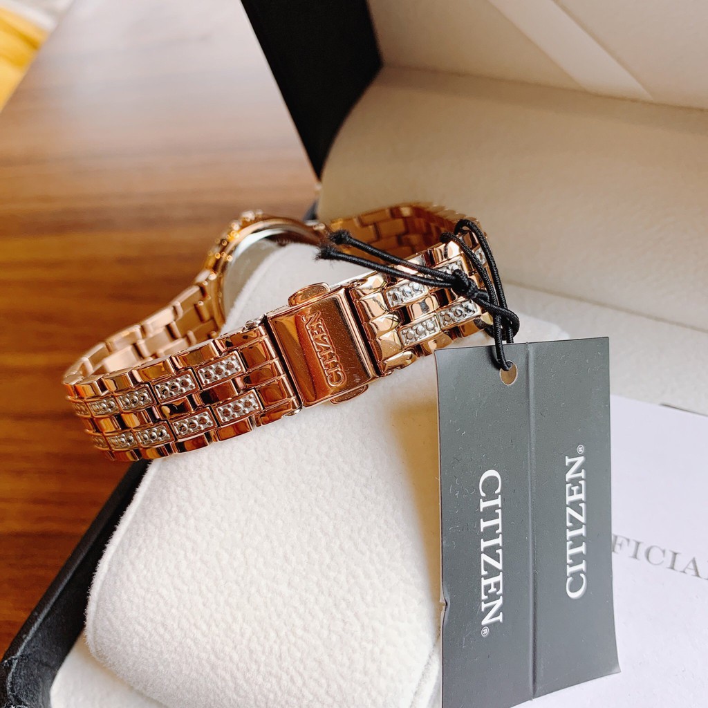 Đồng hồ nữ chính hãng Citizen EW2348-56A màu rose gold - Máy Quartz Pin năng lượng ánh sáng