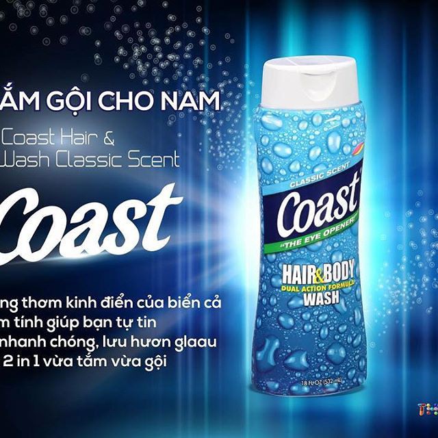 Sữa tắm gội cho nam Coast Hair and Body Wash (946ml