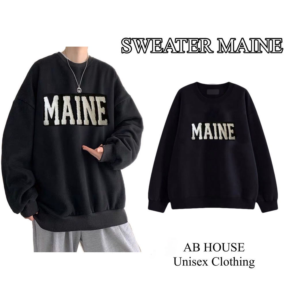 Áo Sweater Nỉ Bông MAINE Form Rộng Unisex Nam Nữ (Ảnh thật/ Có Sẵn) | WebRaoVat - webraovat.net.vn