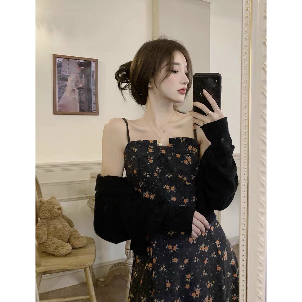 Đầm midi dáng dài, set đầm áo khoác đầm midi 2s hoa cổ xén kiểu dáng đơn giản nhưng vô cùng xinh xắn Tây Thi Shop | BigBuy360 - bigbuy360.vn