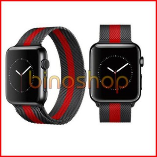 Dây apple watch Milanese Loop (Sọc đen/đỏ)