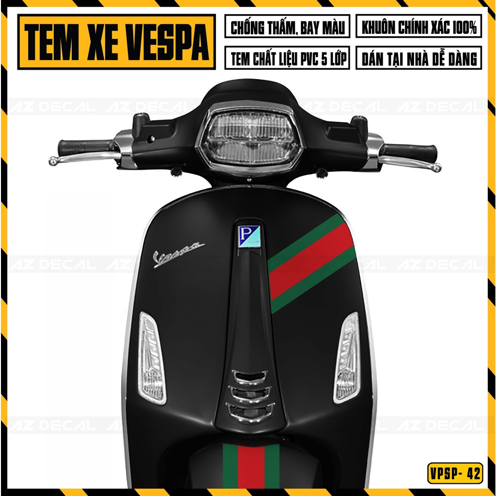 Tem Xe Vespa Sprint / Primavera Mẫu Guccii | VPSP42 | Decal Rời Dễ Dán, Chống Nước, Chống Phai Màu