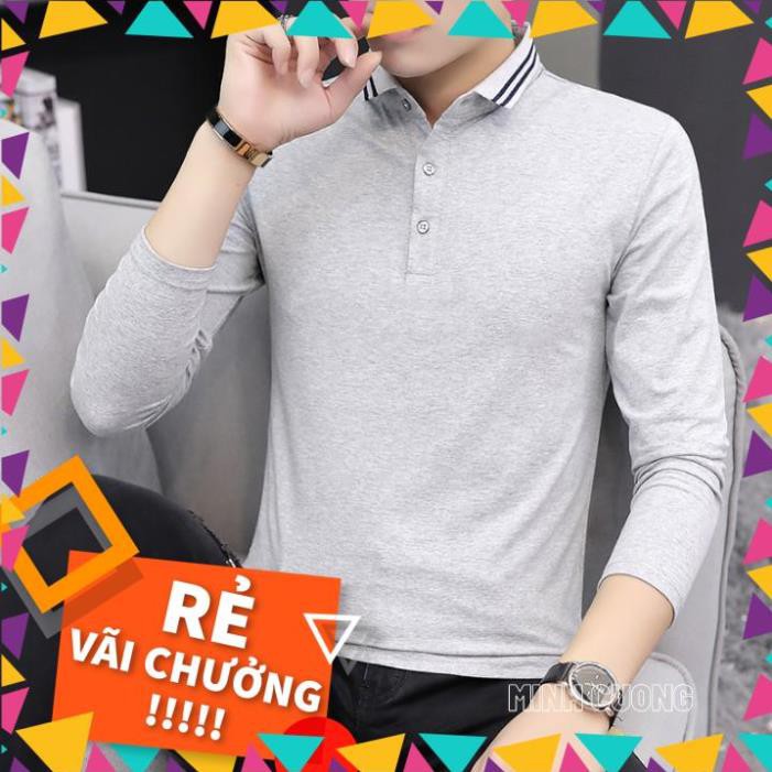 [RẺ] Áo Thun Thu đông Nam Tay dài Cổ Bẻ Thời Trang Hàn Quốc