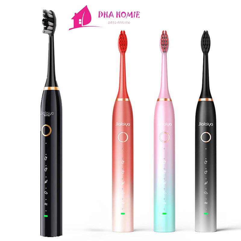 Bàn Chải Điện JIALAIYA 5IN1 Mềm Mịn Làm Sạch Hiệu Quả Tặng Kèm 5 Đầu Bàn Chải - DHA HOMIE