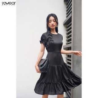 Đầm váy nữ công sở 92WEAR dáng xòe ngắn tay đuôi cá DEW0171