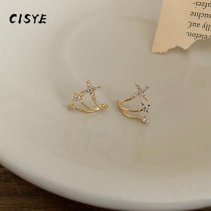 Khuyên tai hình chữ thập/ngôi sao/bướm/chữ thập đơn giản phong cách Hàn Quốc