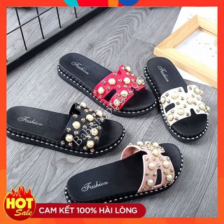 Dép lê bé gái đính hạt ngọc sang chảnh size 24-29 LG01