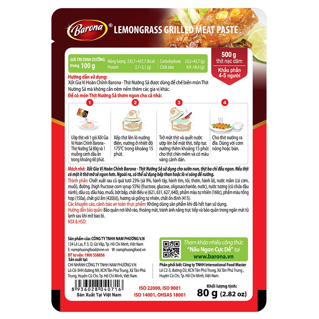Xốt Gia Vị Hoàn Chỉnh BARONA - Thịt Nướng Sả 80g | BigBuy360 - bigbuy360.vn