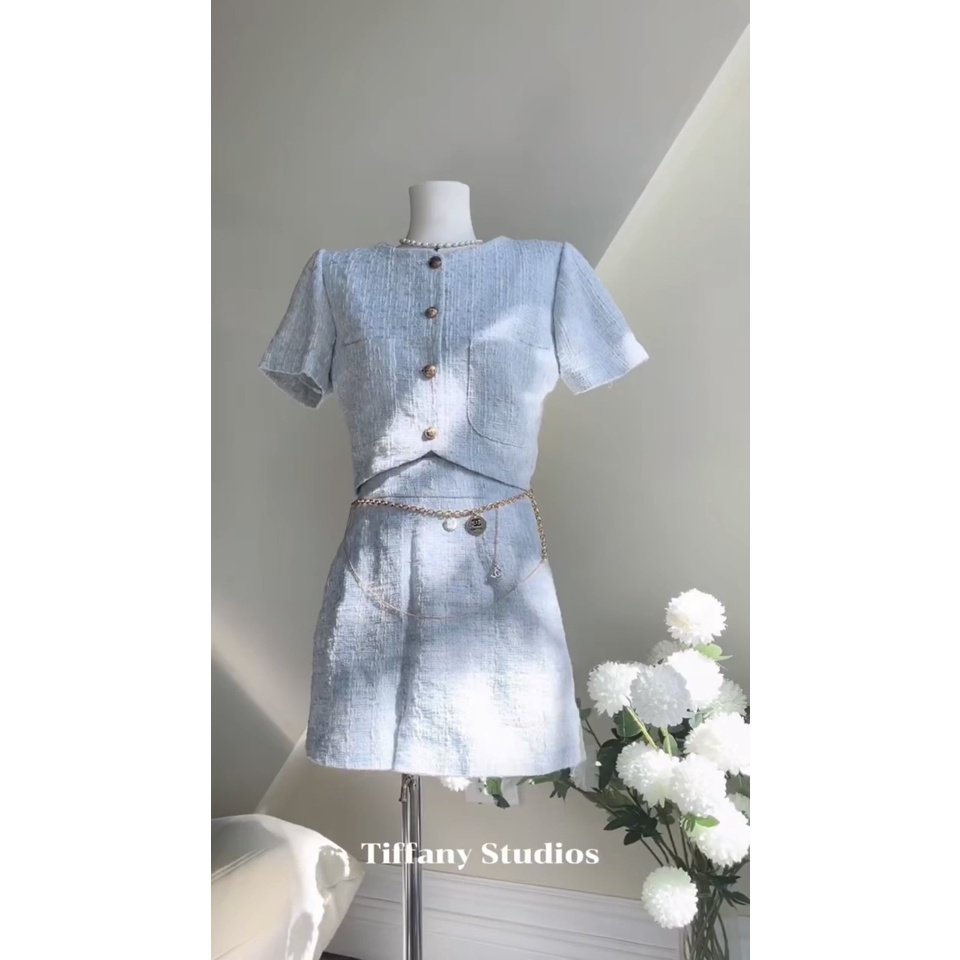 TIFFANY STUDIOS - Set áo tay dài và chân váy thiết kế chất liệu Tweed cao cấp - Mia Set