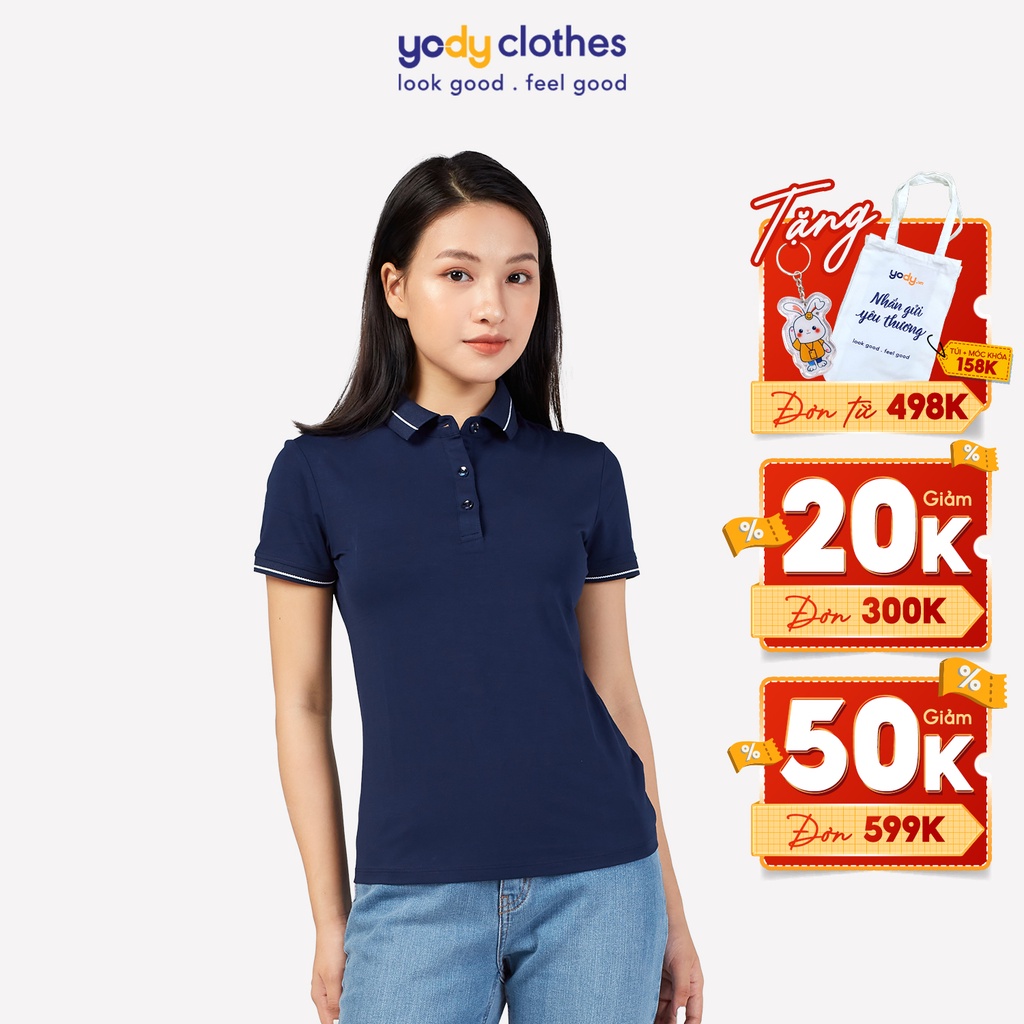 Áo thun polo nữ YODY chất vải cotton pima cao cấp, mềm mịn kháng khuẩn tự nhiên APN3010