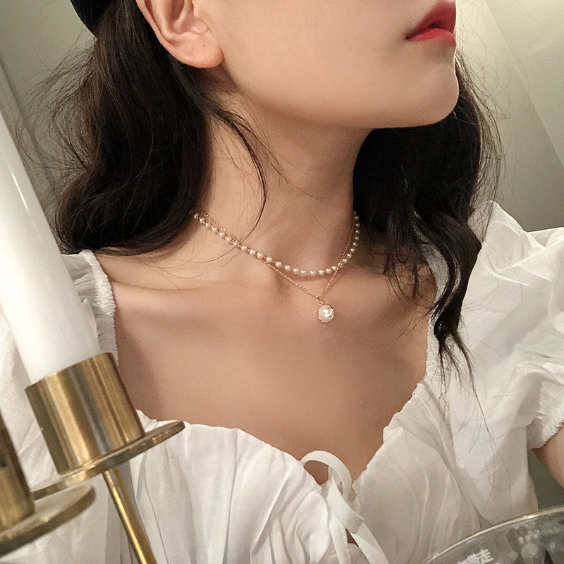 Korean Ig Vintage  Simple Double-layer Necklace Female Clavicle Short Chain