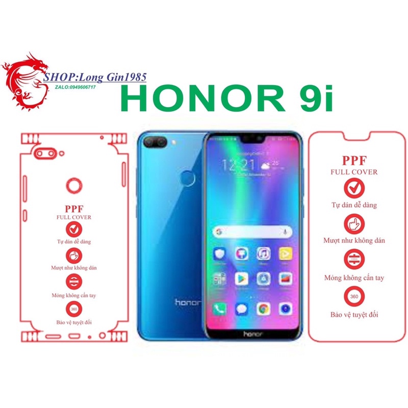 Honor 9i miếng dán trong Ppf mặt trước mặt sau chống va đập chống trầy xước tốt