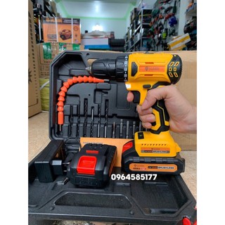 Máy khoan pin hukan đầu kẹp 10mm không chổi than, tặng phụ kiện 24 chi tiết