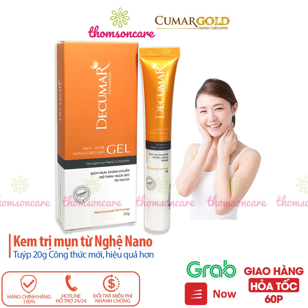 Kem ngừa mụn Decumar tuýp 20g - kem nghệ từ Nano curcumin - Hết mụn giảm thâm sẹo