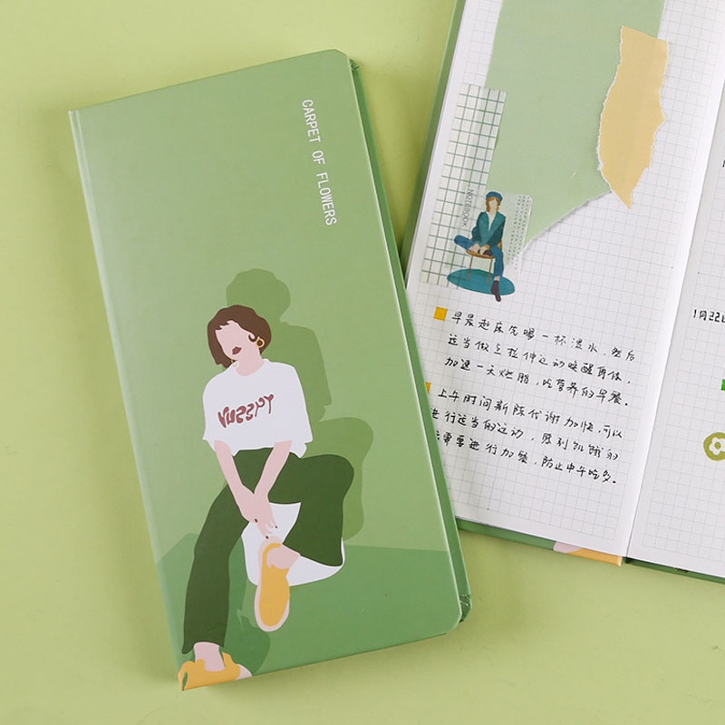 Sổ Tay Ghi Chú Sổ Ghi Kế Hoạch Với Bìa Bằng Giấy Gird Dòng Kinbor Flowery Kawaii