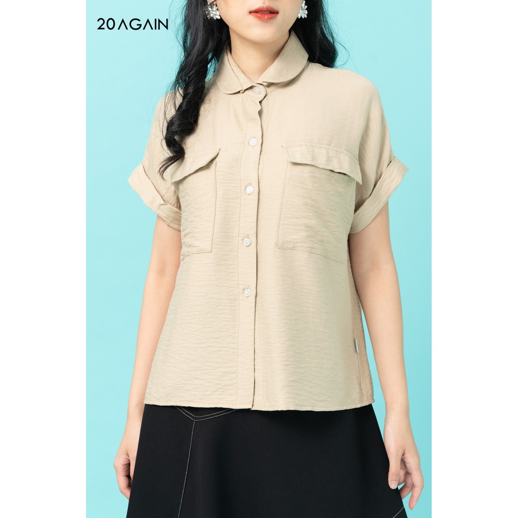 Áo sơ mi nơ ve gấu tay 20AGAIN ASA1644