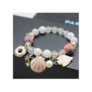 Vòng tay mix charm đại dương xinh xắn màu hồng