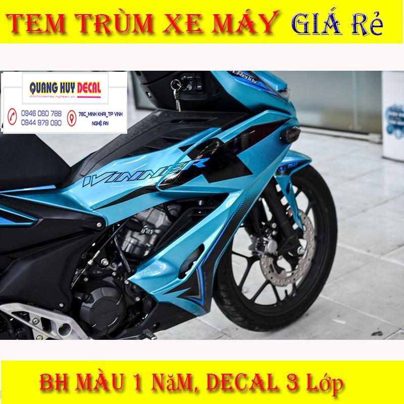 Tem trùm Winner X xanh ngọc đen, độ dán team decal xe thiết kế rẻ đẹp theo yêu cầu