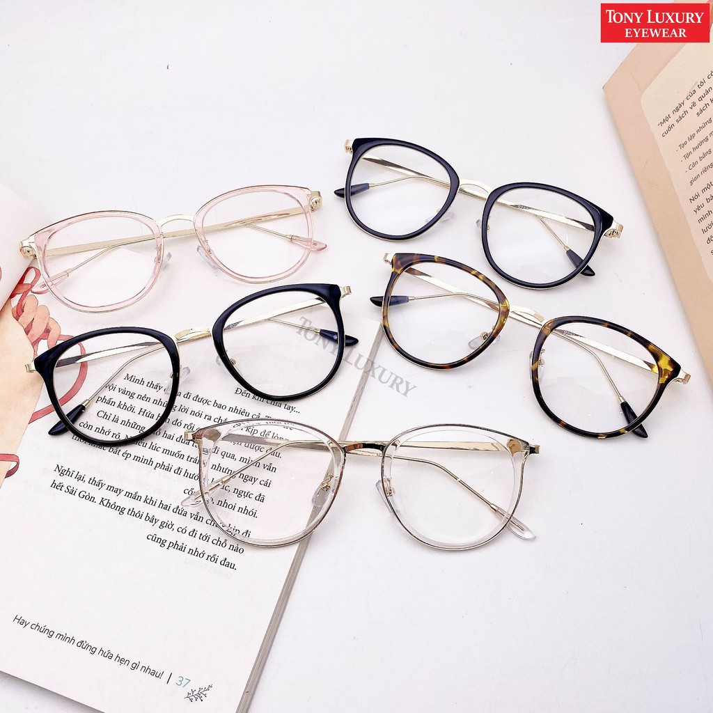Gọng kính cận nam nữ Tony Luxury Eyewear chính hãng gọng nhựa kết hợp kim loại Q2-9237 - Nhận Cắt Tròng Cận Viễn Loạn