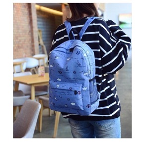 Balo thời trang ♥️FREESHIP♥️ Balo vải dù chống nước hoạ tiết mỏ neo