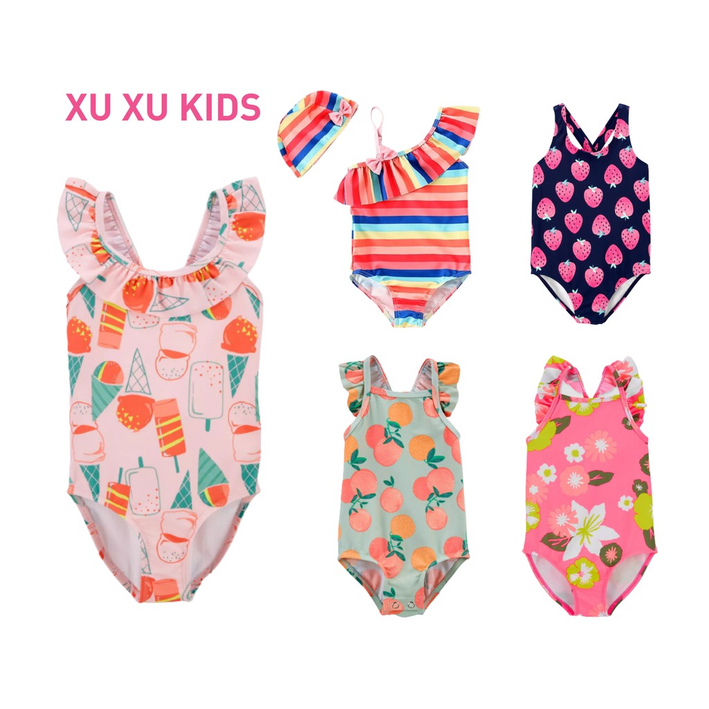 Đồ bơi cho bé, đồ bơi bé gái, bikini liền thân hàng xuất dư Xu Xu Kids size từ 3M đến 5 tuổi