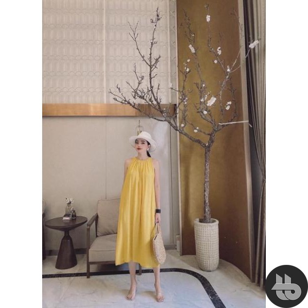 [ Mã FAMAYWA2 giảm 10K đơn 50K] Đầm Dáng Suông Váy Suông Kiểu Maxi Cổ Yếm Chất Đũi Mát | BigBuy360 - bigbuy360.vn