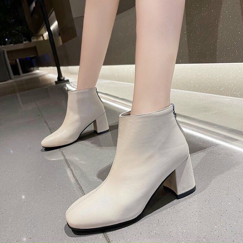 Giày Bốt Cao Gót Cổ Lửng Khoá Kéo Thời Trang | BigBuy360 - bigbuy360.vn