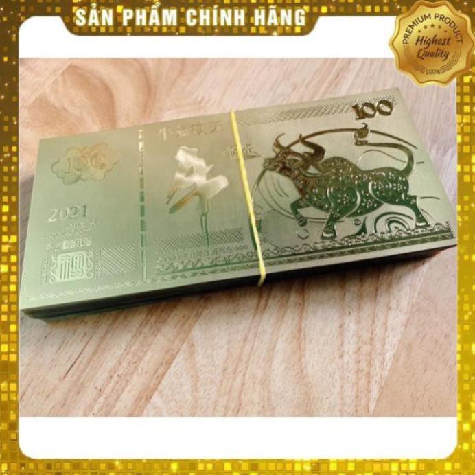 [GIẢM 50%] Tiền Con Trâu Plastic Mạ Vàng Lì Xì Tết 2021 - Tien 100 Macao Plastic Ma Vang Li Xi Tet CAM KẾT UY TÍN