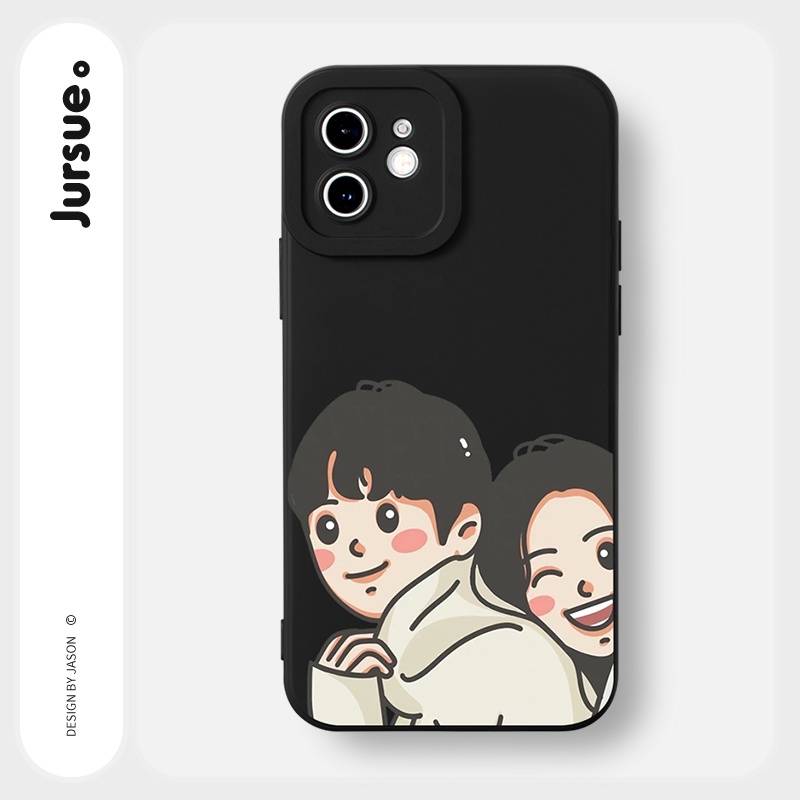 Ốp lưng JURSUE hoạt hình cặp đôi dễ thương đẹp cho iPhone 13 12 11 Pro Max SE 2020 X XR XS 8 7 ip 6S 6 Plus Y2073