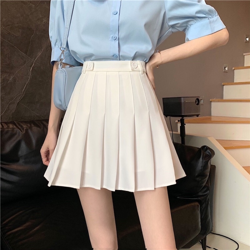 Chân váy nữ chữ a xếp li lưng cao đính cúc kiểu tennis mới gomtrend M280 | BigBuy360 - bigbuy360.vn